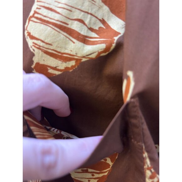 Johnna Ortiz Cotton Print Oversized Blouse Brown M - Picture 5 of 8
